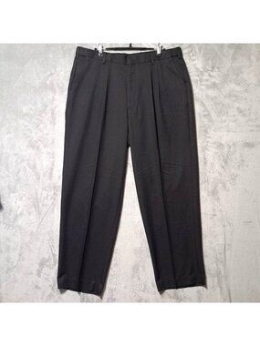 Edwards 38x30 Polyester Black Pleated Dress Pant Casual Formal Office Wear